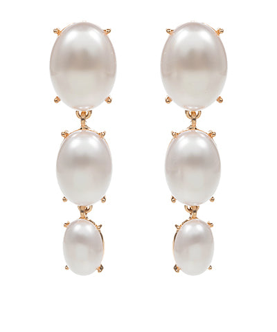 Linked 3 Oval Pearl Drop Earrings