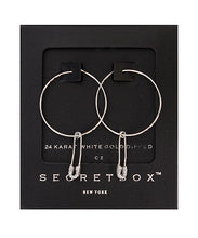 Load image into Gallery viewer, CZ Safety Pin Dangle Hoops
