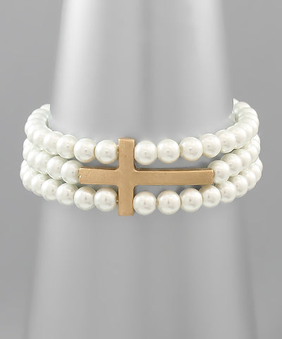 Cross & Pearl Bracelet