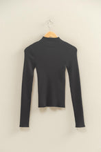 Load image into Gallery viewer, Karli Ribbed Mock Neck Top- Black
