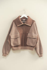 Turner Oversized Fleece Sweatshirt-Brown