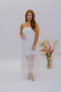 Totally Tulle Strapless Maxi Dress- Ivory