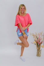 Load image into Gallery viewer, Necessary Love Oversized V Neck Tee-Coral
