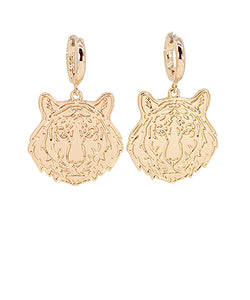 Tiger Metal Dangle Huggie Hoops