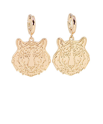 Tiger Metal Dangle Huggie Hoops