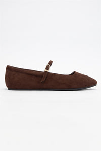 Kiana Suede Ballet Flats- Brown
