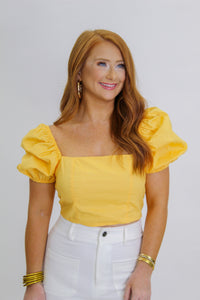 Not a Chance Puff Sleeve Crop- Martigold