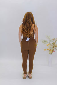 Brandy Athletic Jumpsuit- Mocha