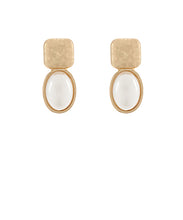 Load image into Gallery viewer, Textured Square &amp; Oval Stone Earrings
