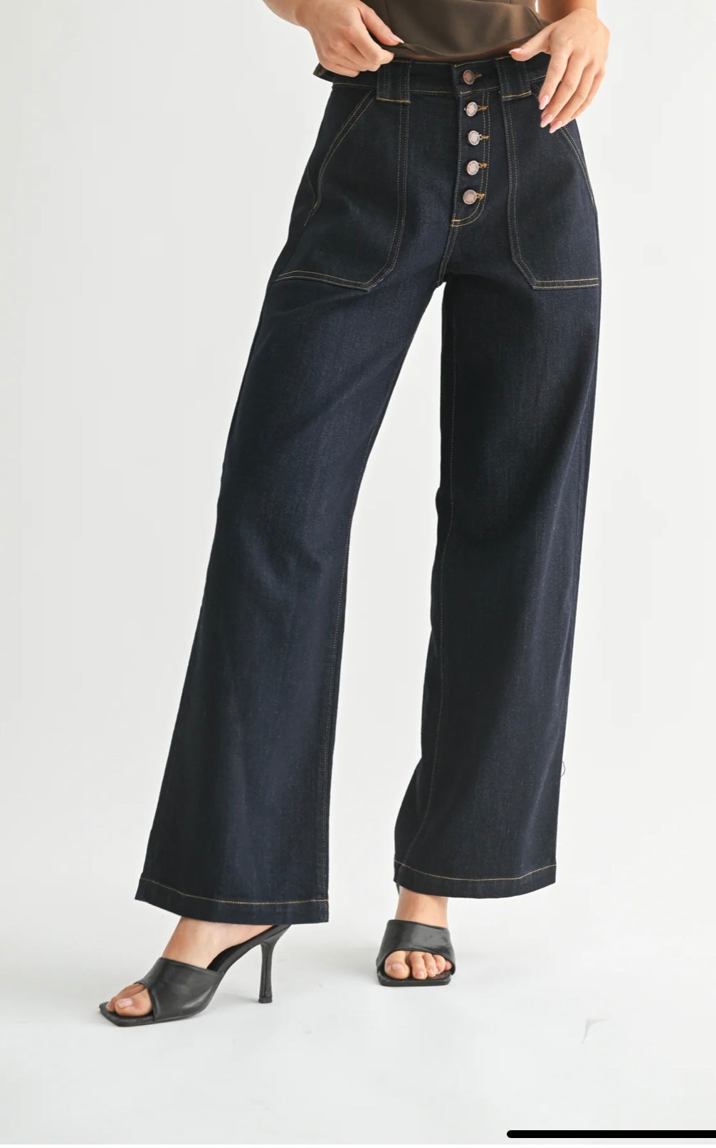 Button Down Slim Wide Leg