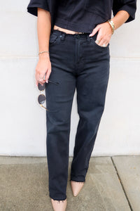 Frayed Waistband Slouchy Wide Leg