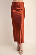 Load image into Gallery viewer, Night to Shine Satin Midi Skirt
