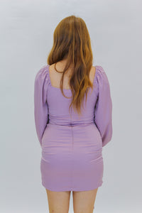 Impress Me Ruched Tie Hem Mini Dress- Mauve