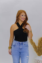 Load image into Gallery viewer, Girls Night Criss Cross Halter Bodysuit- Black
