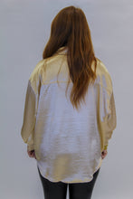 Load image into Gallery viewer, Busy Babe Oversized Satin Button Down- Gold
