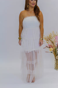 Totally Tulle Strapless Maxi Dress- Ivory