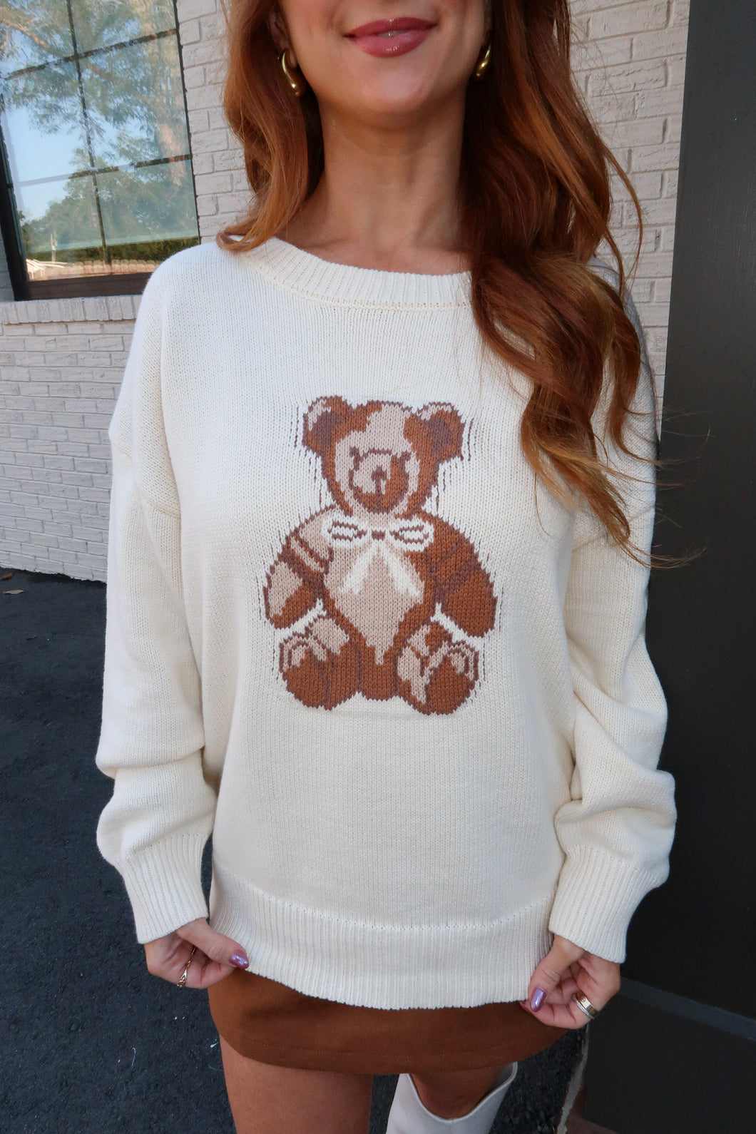 Teddy Graham Knit Sweater- Cream