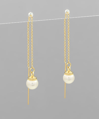 Chain Threader Pearl Drop Earrings
