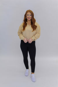 Settle Down Half Sip Pullover- Cream