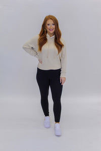 Elevated Cropped Hoodie Pullover- Natural