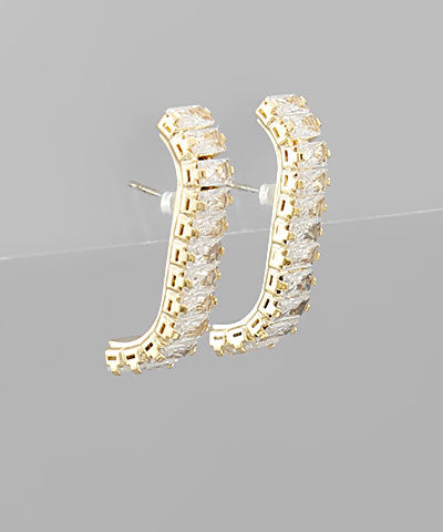 Baguette Crystal Curved Earrings
