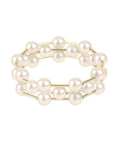 3 Row Pearl Station Bracelet