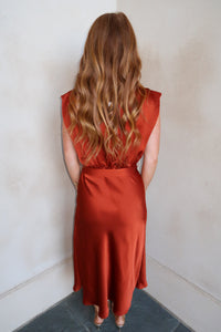 Cindy Cowl Midi Dress- Rust