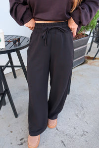 On the Go Cropped Wide Pant- Black