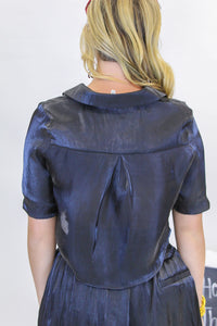 Exceptional Cropped Button Down Shirt- Black