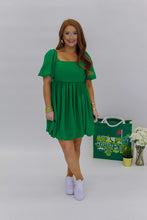 Load image into Gallery viewer, Everlasting Puff Sleeve Dress- Green
