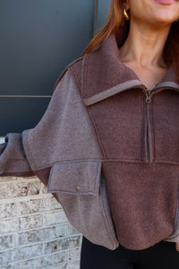 Turner Oversized Fleece Sweatshirt-Brown