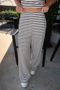 Henley Stripe Pants Set