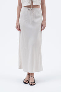 Cabo Linen Midi Skirt Set-Natural