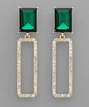 Load image into Gallery viewer, Square Bead &amp; Open Rectangle Earrings
