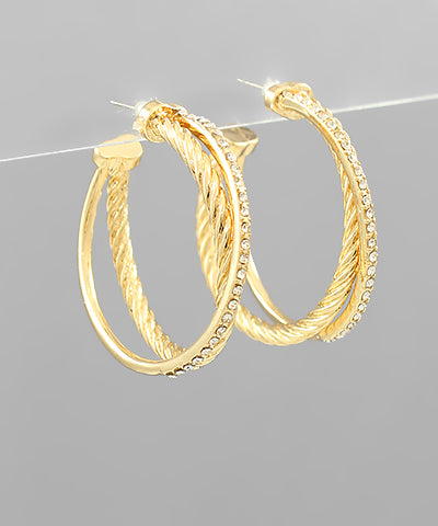 Twist & Half Crystal Row Hoops