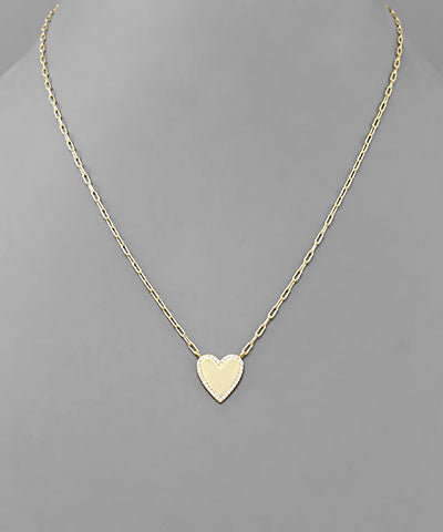 Brass CZ Heart Necklace