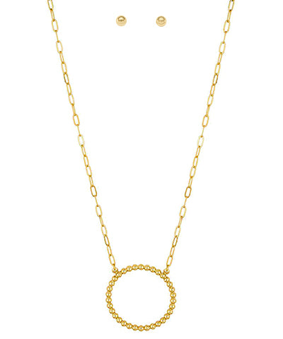 Bead Ball Pendant & Chain Necklace Set