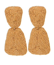 Load image into Gallery viewer, Wrapped Raffia 2 Trapezoid Earrings
