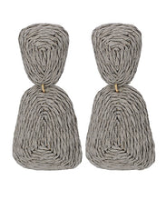 Load image into Gallery viewer, Wrapped Raffia 2 Trapezoid Earrings
