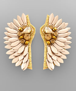 Teardrop Bead & Wing Earrings