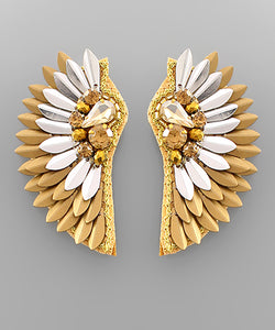 Teardrop Bead & Wing Earrings