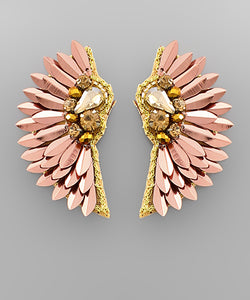 Teardrop Bead & Wing Earrings
