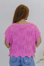 Load image into Gallery viewer, Babe Scallop Side Tie Sleeveless Sweater-Pink
