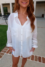 Load image into Gallery viewer, Cover Me Up Button Down Blouse-White
