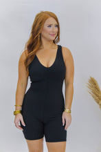 Load image into Gallery viewer, Kay Racerback V Neck Romper- Black
