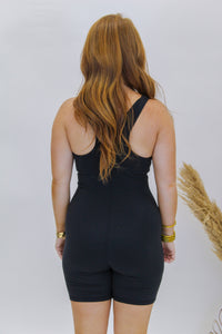 Kay Racerback V Neck Romper- Black