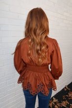 Load image into Gallery viewer, Stacy Eyelet Peplum Top
