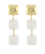Load image into Gallery viewer, Linear Metal &amp; Acrylic Square Earrings
