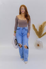 Load image into Gallery viewer, Blakey Square Neck Bodysuit- Dark Taupe
