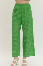 Load image into Gallery viewer, Garden Party Eyelet Pants-Green

